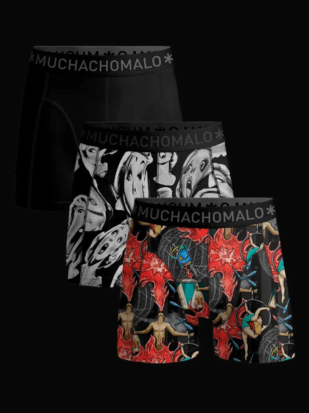 Heren 3-pack Boxershorts Circus-Muchachomalo Hot