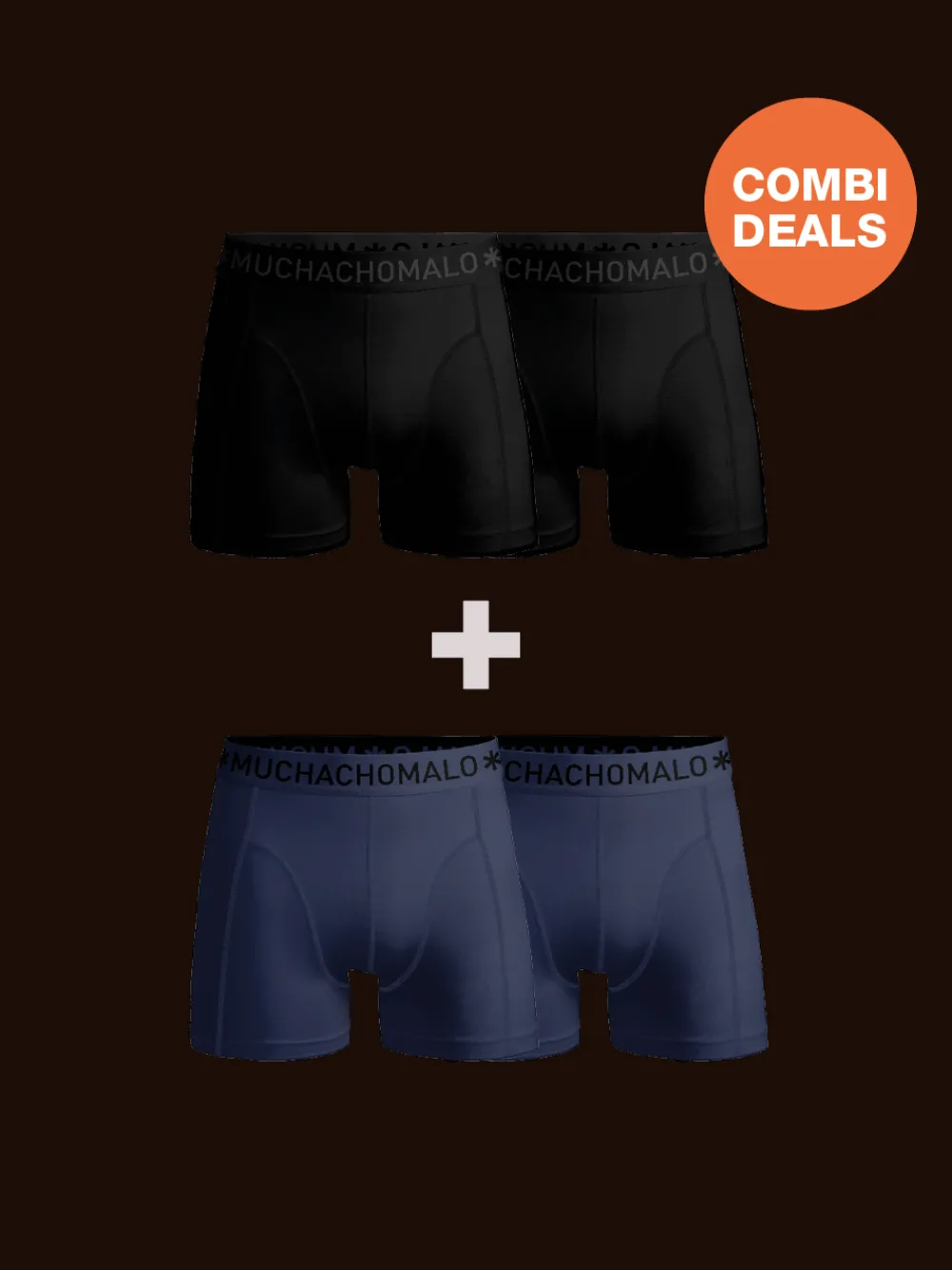 Heren 2+2-pack Boxershorts Effen-Muchachomalo Online