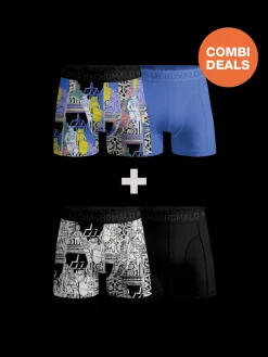Heren 2+2-pack Boxershorts Print/Effen-Muchachomalo Online